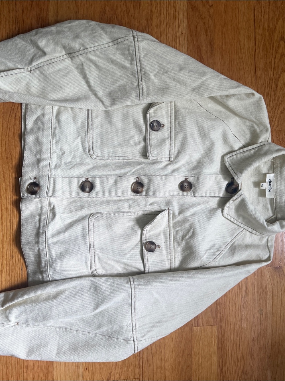 Women's Cream Utility Button-Up Jacket